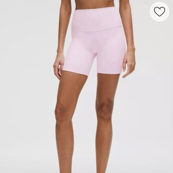 NWT Lululemon Align High-Rise Nulu Biker Shorts 6” Pastel Pink Size 4 - Picture 1 of 6